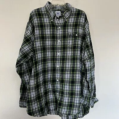 J Press Plaid Flannel Button Up Shirt Men's XXL 2XL Blue Green Madras Cotton • $34