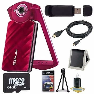 $368.83 • Buy 6Ave Casio EX-TR50 Self Portrait/Selfie Digital Camera (Red) + 64GB MicroSD Clas