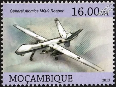 General Atomics MQ-9 REAPER (Predator B) UAV Drone Attack Aircraft Stamp (2013) • $2.48