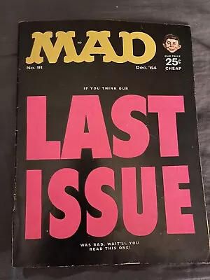 MAD Magazine #91 Dec 1964 Very Good Condition Shipping Included • $19.90