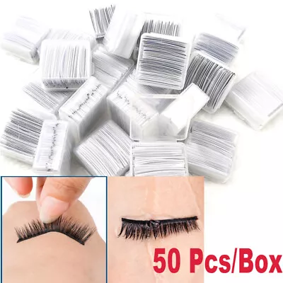 £3.60 • Buy 50pcs/Box Reusable Self-Adhesive Eyelash Glue Strip False Eyelashes Black Wispy