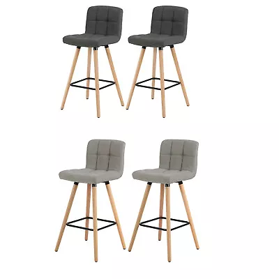 £99.99 • Buy 2/4x Breakfast Bar Stools Linen Padded Seat High Chairs Pub Kitchen Cafe Stools