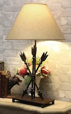Ebros Crossed Arrows With Ring Center Base Desktop Table Lamps W/ Shade 27  Tall • $119.99