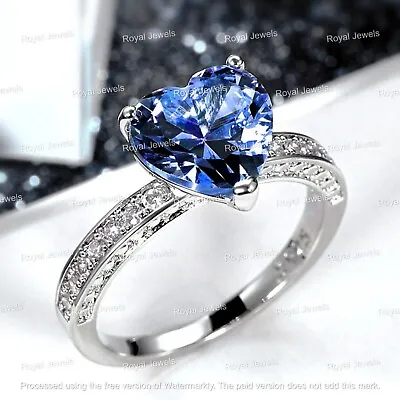 2Ct Heart Cut Tanzanite & Diamond Wedding Ring For Women's 14k White Gold Over • $179.99