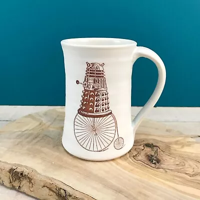 STUDIO POTTERY Steampunk Art Coffee Mug 12 Oz Vintage Bicycle Robot Unique • $19.99