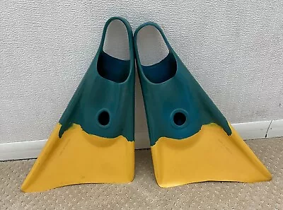 CHURCHILL Yellow/Green Swim Fins & Boogie Boarding Body Surfing-Size Medium VTG • $25.99