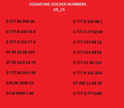£19.99 • Buy Vodafone Golden Number Easy Mobile Phone Number Diamond Platinum Sim Card