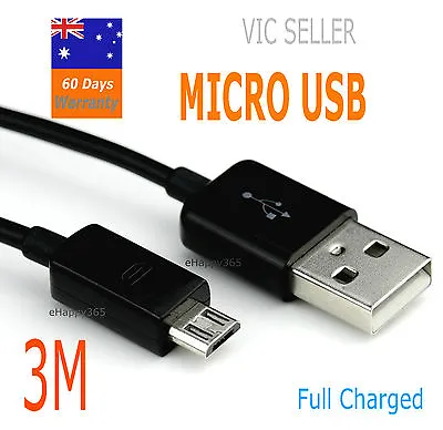 3M Extra Long MICRO USB Data Charger Cable For Samsung Galaxy S2  S4 S5 & HTC • $4.95