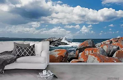 3D Mountain Stone Sea Cloud Sky Self-adhesive Removeable Wallpaper Wall Mural1 • $44.99