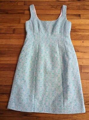 Nanette Lepore Teal Lost In Love Demure Tweed Sheath Tank Dress Women's Size 4 • $21.25