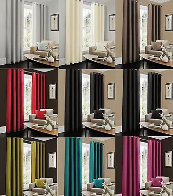 £12.99 • Buy READY MADE Thermal Blackout EYELET RING TOP Curtain Pair, FREE Matching Tie Back