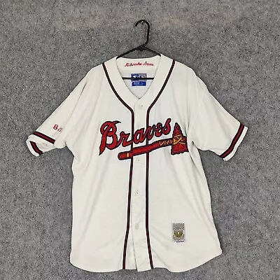 Vintage Milwaukee Braves Jersey Mens Large Throwback Cooperstown 90s Atlanta MLB • $74.69