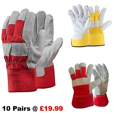 Canadian Double Palm Rigger Work Gloves Heavy Duty Leather Safety Gauntlet XL • £3.89
