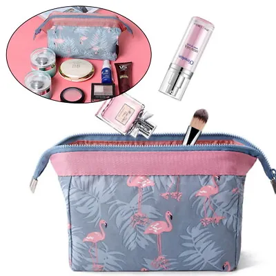 £4.99 • Buy Flamingo Cosmetic Bag Women Make Up Pouch Travel Wash Storage Toiletry Purse