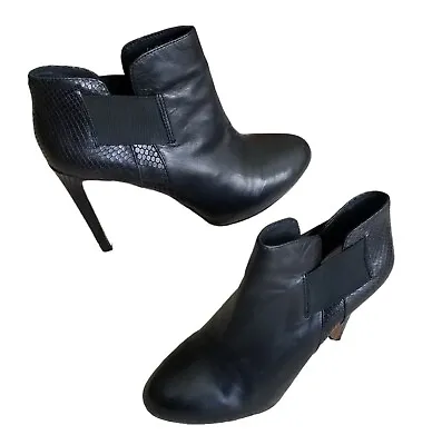 Vince Camuto ARIANA Womens 10M/40 Black Leather Stiletto Heel Ankle Bootie Boots • $24.97
