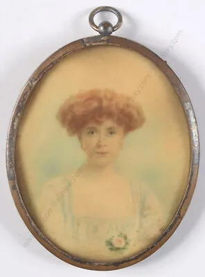  Portrait Of A Woman  Edwardian Miniature Ca 1900 • £129.70