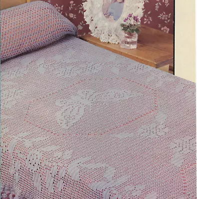 Vintage Heirloom Classic Butterfly Bedspread Crochet Pattern Instructions • $3.39