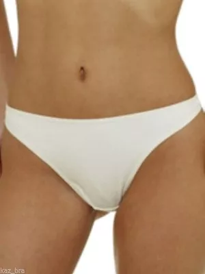 Splendour Ivory Micro Fibre Stretch Thong Lined Size UK 10 Small RRP £13 • £4