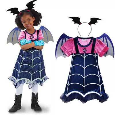 Halloween Vampirina Cosplay Costume Kids Girls Vampire Fancy Dress Outfit SET • £13.31