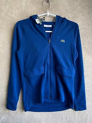 Lacoste Sport Hoodie Zip Up Jackets Size 36 Womens Blue Logo Long Sleeve • $49