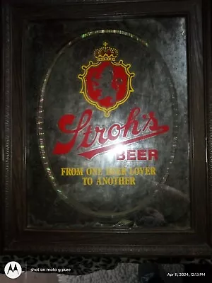 Vintage 80s Stroh's Beer Lighted Prism Mirror Type Sign 22 1/4  X 18 1/4  Works • $15.50