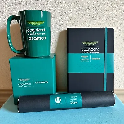 Aston Martin F1 Official Team Items Set: Mug + Journal + Alonso Mini-Poster • $50