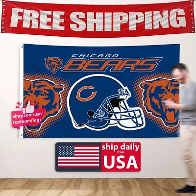Chicago Bears Flag 3X5 Banner NFL Da Bears C FAST FREE Shipping US SELLER • $12.99
