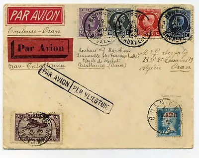 Rare Cover Belgium-france-morocco-algeria By Aeropostale 1924 Vignette Airmail • $260