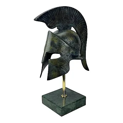 Ancient Greek Spartan Helmet Real Bronze Metal Art Sculpture On Marble Base • $147.85