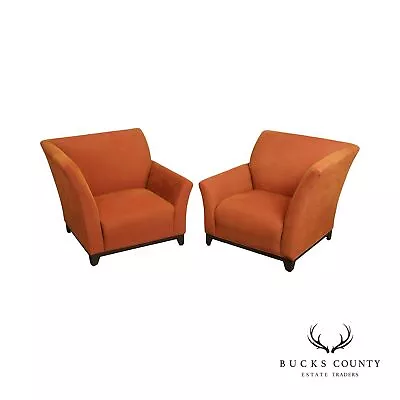 Modern Asymmetrical Pair Of Custom Upholstered Club Chairs • $1695