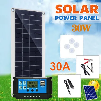 £29.99 • Buy 30W Solar Panel + 30A LCD Controller 12V Battery Charger For Caravan Boat RV UK 