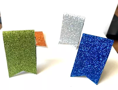 4pcs Glitter Paper Faux Leather Magnetic Bookmarks - Handmade-half Magnet • £3.39