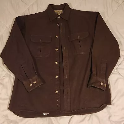 Cabelas Shirt Mens Medium Brown Deerskin Soft Chamois Flannel Hunting Work Shirt • $19.44