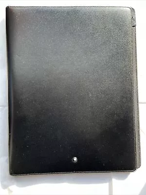 MontBlanc Black Leather Pen Holder Documents Paper Pad Card Holder Portfolio • $400