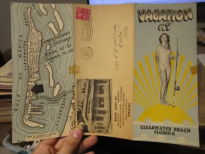 1949 Vacation At Clearwater Beach Florida Map Brochure Witter Insurance Agency • $5.95