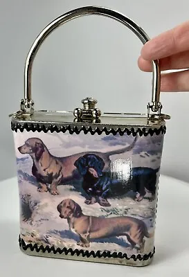 H2F Vice Versa Dachshund Box Clutch Purse With Strap Hand Bag Art • $34.99