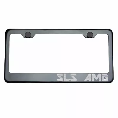 Titanium Gun Metal License Plate Frame SLS AMG Laser Etched Metal Screw Cap • $54.68