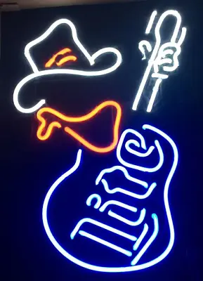 20 X16  Miller Lite Cowboy Guitar Neon Sign Real Glass Handmade Sign US Stock • $109.99