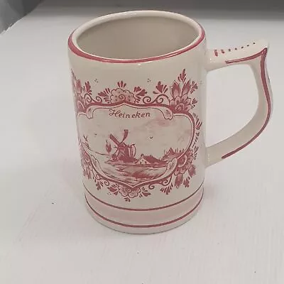 Vintage Heineken Beer Stein Mug Delft Red Hand Painted  • $20