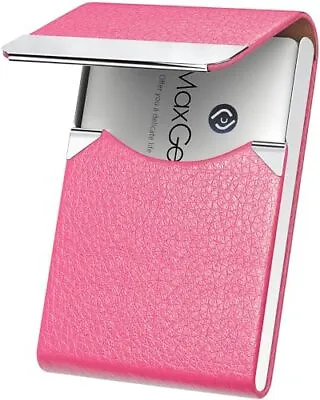 Leather Business Card Holder Metal Slim Pocket Wallet With Magnetic Closure • $13.81