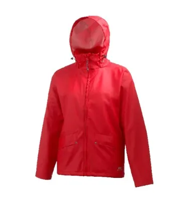 Helly Hansen Red Voss Classic Rain Jacket Men's Large L Hood Wind & Waterproof • $34.98