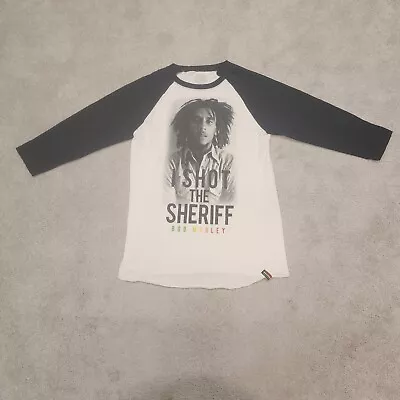 Bob Marley I Shot The Sheriff T-Shirt Medium White Raglan Retro Rasta • $9.99