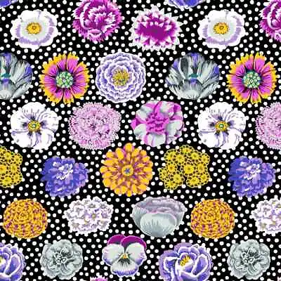 1/2 Metre Kaffe Fassett Big Blooms BLACK Cotton Quilting Fabrics • £8.60