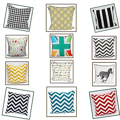 £3.55 • Buy Stylish Cushion Cover 100% Cotton Home Sofa Decor PillowCase 18 X18  (45x45cm)