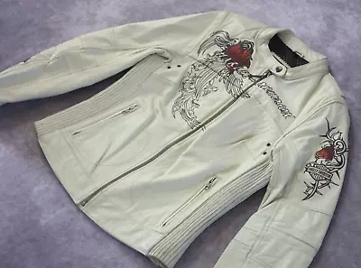 Harley Davidson Women's Pacific Coast Red Rose White Leather Jacket S 97012-10VW • $375