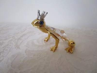 Vintage Swarovski Crystal Trimlite Frog Prince Figurine Marked 2.5'' Blue Eyes • $66