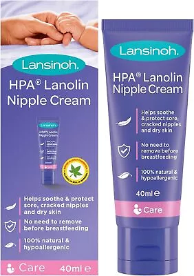 Lansinoh HPA Lanolin Nipple Cream For Sore Nipple & Cracked Skin 100% Natural • £12.50