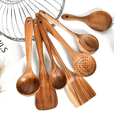 Wooden Cooking Utensil Set Kitchen Bamboo Spoons Utensil Spatula Set Tools • $5.99