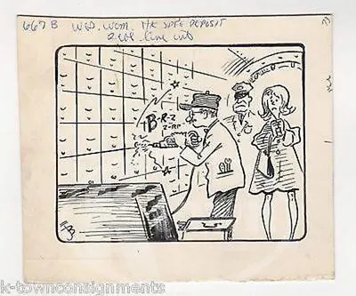 $52.48 • Buy Bank Robbery Drilling Safe Deposit Box Original Signed News Cartoon Ink Sketch