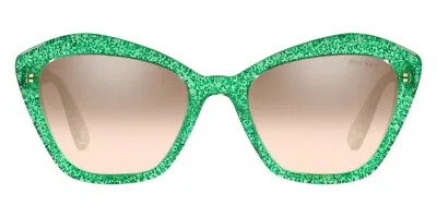 Miu Miu MU 05US Sunglasses Women Glitter Green Geometric 55mm New & Authentic • $197.19